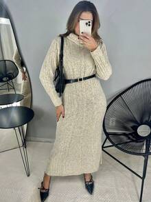 Long Dress High Neck Long Sleeve Knit Winter Knit Loose Plus Size M To GG Pregnant - Kem - Xem 2
