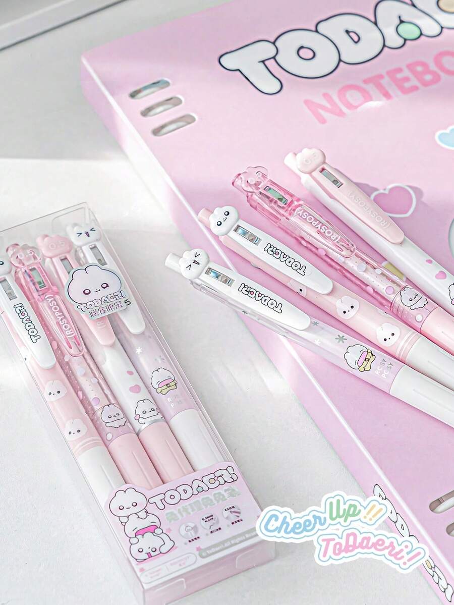 4pcs Cute Rabbit Shaped Neutral Pens Set, 0.5mm Tip, Black Ink, Suitable For Daily Writing, Office, Students Back To School Gift