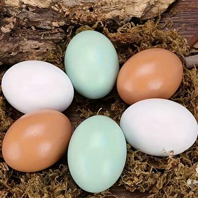6pcs Wooden Pet Nest Shaped Eggs, Simulate Chicken/Duck Hatching Eggs, DIY Painted Easter Decorations