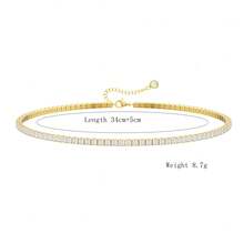 قلادة تنس للنساء، قلادة مطلية بالذهب عيار 14 قيراط مرصعة بالزركونيا التشيكية، مناسبة لتناسق مجوهرات المرأة اليومية