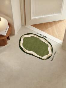 1pc Asymmetrical Green Color Block Faux Wool Rug, Decorative Carpet, Bedroom Decor, Small Rug, Carpet, Home Decor, Living Room Rug, Living Room Small Rug, Bedroom Rug, Living Room Home Decor, Outdoor Rug, Washable Rug, Plush Rug, Fuzzy Rug, Autumn/Winter Rug, Thick/Fluffy