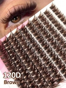 Rikuaild 120D 150pcs D-Curl Sparse Brown Cluster False Eyelashes, Thick & Fluffy Brown Lash Clusters, Single Strand Lash Extensions, Soft & Natural Brown Makeup, Single Soft Lashes, DIY Lash Extensions, Daily Makeup, Lash Clusters, Single False Lashes, False Eyelashes - D - 查看 1