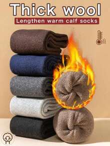 3 Pairs Men's Extra Long & Thick Wool Blend Leg Warmers, Soft Merino Wool Blend Over-The-Knee Leg Warmers, Suitable For Winter, Skiing And Business Wear, Comfortable And Warm - Multicolor - View 4