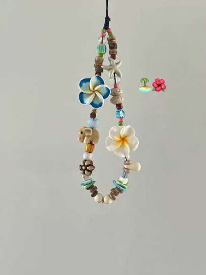 Ins Style Island Sweetheart Phone Lanyard, Camera Strap Beaded Pendant, Random Color Beads