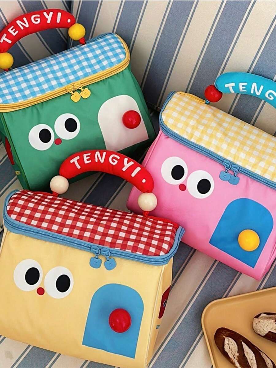 حقيبة غداء عازلة للحرارة كبيرة السعة بتصميم كرتوني، حقيبة حمل عازلة للحرارة بأنماط مرحة، مناسبة للفتيات والطالبات وموظفي المكاتب لحمل الغداء في الرحلات والنزهات والتنزه في الهواء الطلق، حقيبة غداء عازلة للنساء، صندوق غداء للمدرسة