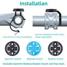 Soporte de computadora para bicicleta de aleación de aluminio, soporte de computadora para manillar de bicicleta, base de fijación de medidor de código para bicicleta de carretera para Garmin/Wahoo/Bryton - Negro - Ver 5