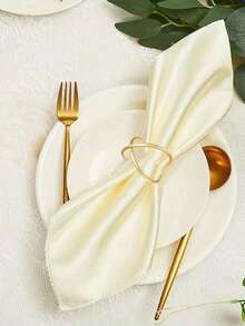 1pc/6pcs/12pcs/24pcs Golden Circle Napkin Rings, Simple Metal Double Circle Napkin Holder For Man&Woman, Reusable Family Gathering, Banquet, Minimalism Buckles For Table Setting, Party Holiday Supplies - Double Ring Napkin Buckle - View 5