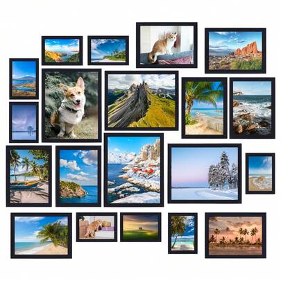 Superlele 10/15/20 Pack Picture Frames Set, Display Picture Frames Collage Wall Decor For Assorted Photos, Different Size(8x10in,  5x7in, 4x6in), For Wall Hanging Or Tabletop Display, Home Decor, Party Decor