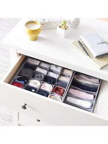 Hộp đựng quần áo, tất, đồ lót, cà vạt có thể gấp gọn, ngăn kéo (màu xám, 24 ô, 8 ô, 6 ô, 7 ô) Hộp đựng quần áo, sắp xếp tủ quần áo, phòng ngủ - Màu xám đen - Xem 5