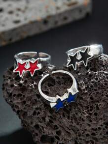 1pc Fashionable Casual Punk Star Ring, Adjustable Multi-Color Single Ring, Couple Ring, Holiday Gift - Star Horse Ring - View 4