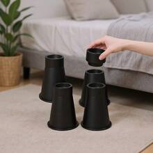 BouZaFoFa Heavy Duty Bed Risers Set Of 4,8" Adjustable Height, 3000LBS Capacity For Twin XL, Non-Slip Dorm Essentials, Fits Round/Square Legs - Black - View 1