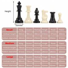 32 Pcs Wooden Chess Pieces Complete Chessmen Plastic Chess Pieces Set King Height 6.4cm/7.5cm/9.5cm Replaceable Board Games Accessories