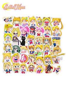 TOEI ANIMATION 50pcs  Officially Licensed Tsukino Usagi Vinyl Sticker Cartoon Cute  Ami DIY Label High Quality Waterproof UV Scratch Resistant Great For Mom Dad Grand Mother Father Teacher Sister Brother Boy Girl Friend Funny Valentine's Day Gifts Hino Rei Kino Makoto