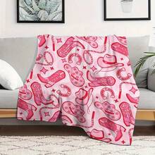 Retro Western Cowboy Theme, Cowboy Boots, Cowboy Hats, Cacti, Feather Design Patterns, Modern Home Style,Super Soft Flannel Printed  Blanket,As Birthday Gifts, Family, Wedding, Souvenir Blankets, Polyester Blankets Suitable For All Seasons, Washable, Machine Washable, Lightweight, Breathable, Comfortable, Warm, Unique, 280gsm For Him, Her Personalized Ideal Gifts For Her, Him, Family, Boyfriend, Girlfriend, Father, Family, Mother, Lover, Daughter, Son, Grandfather, Grandmother, Teacher,Doctor, Nurse,Friend, Classmate, Pet.Perfect Nap, Camping, Travel, Home, Daily Life, Office Decoration, Birthday, Anniversary, Valentine's Day, Thanksgiving, Graduation Season,Christmas, Halloween, Mother's Day, Father's Day, Wedding, New Year Gifts ,Sofa,Bed,Car,Bedroom,Living Room,Office,  Outdoor Camping, Beach,Wall Decoration - 多色10 - 查看 5