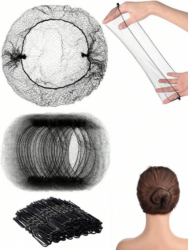 Hair Nets 50pcs, 20 Inch Hair Net Elastic Invisible Stretch Net For Catering, Ballet Bun, Sleeping, Women And Wigs ,Hair Styling Kit ,Hair Tool Kit ,Hair Styling Tools