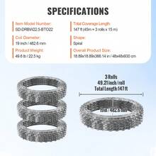 Razor Wires, 147 Ft Razor Barbed Wire, 3 Rolls Razor Wire Fencing Razor Fence, Double Spiral Razor Ribbon Barbed Wire Galvanized Razor Wire Fence, Rolls Razor For Garden - Silver - View 7