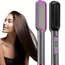 2-In-1 Hair Curler Brush With LCD Display - Quick Styling, Damage-Free, Fashionable Styling Comb, Multi-Function, Ideal Mother's Day/Birthday Gift, Hair Brush - EU C Type Plug(220-240V) - View 2