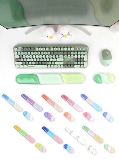 Gel Keyboard Wrist Rest Set, Transparent Wrist Rest For Keyboard And Mouse, Ergonomic Keyboard And Mouse Wrist Rest For Typing To Relieve Pain, Suitable For Offices, Games, Computers And Notebook Computers