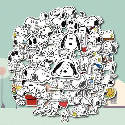 SNOOPY 64张64款跨境卡通可爱史努比创意贴纸电脑水杯旅行箱防水贴可作为礼物送给家人朋友