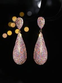 时尚迷人心形 CZ 水晶耳环耳钉婚礼派对毕业珠宝 1 对