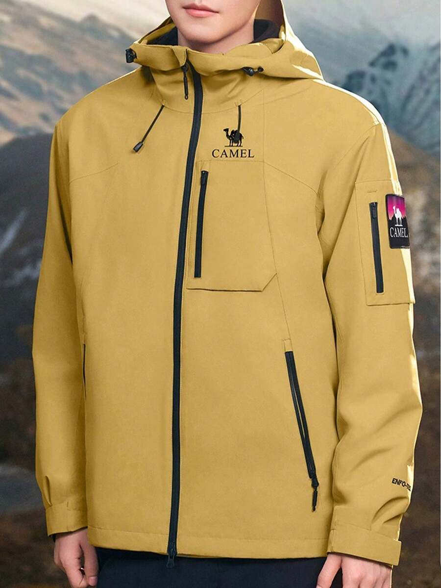 CAMEL CROWN Men's Outdoor Ski Jacket Three-In-One Windproof, Waterproof And Warm Autumn And Winter Detachable Hiking Jacket - Fallen Leaves Yellow - View 1