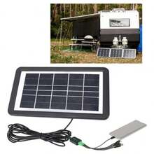 Panel solar para cargar móviles de 5V 8W, cargador portátil multifuncional para exterior con regulador de voltaje y puerto USB, carga mediante panel fotovoltaico. Cargador Celular Panel Solar 8w Multipuertos Portátil Negro - Negro - Ver 4