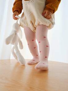 2件套可爱樱花图案女婴连裤袜，适合幼儿日常穿着 - 彩色 - 查看 3