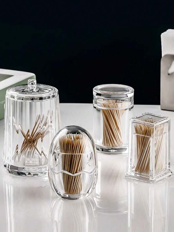 1 Peça Suporte para Palitos de Dente Acrílico Transparente com Tampa, Dispensador de Palitos de Dente Simples, Caixa de Armazenamento de Palitos de Dente Portátil, Adequado para Casa, Cozinha, Restaurante, Caixa de Armazenamento de Fio Dental Comercial