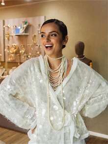 Women Sequin Wrap Tie Front Crochet Knitted Cardigan Y2K Sparkly Oversized Blouse Sheer Mesh Jacket Lace Up Glitter Coats For Concert Party Summer Beachwear Swimsuit Cover Ups - 白色 - 查看 5