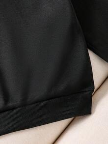 Young Girls Casual Bow Graphic & Letter Print Sweatshirt - Black - View 5