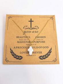 1pc Western Vintage French Style Minimalist Fashionable Luxurious Elegant High-End Natural Freshwater Pearl Cross Titanium Steel Necklace, Gold Jewelry For Women, Suitable For Daily, Date, Party, Evening, Vacation, Gift For Family, Friends, Mother, Wife, Couple, Friendship, Love, Christmas, Exquisite Packaging