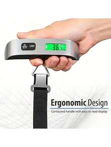 1pc Portable Digital Luggage Scale, Hanging Electronic Digital Travel Suitcase Luggage Scale, 50kg/110lb, Built-In Thermometer, Minimalist Design, Plastic Material, No Charging Required, With LCD Display, Suitable For Travel, Luggage And Baggage - Silver - View 4