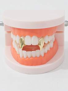 1 Set Smooth Fang Teeth Metal Hip Hop Vampire Teeth Decorations, Suitable For Cosplay, Carnival, Daily Wear, Unisex