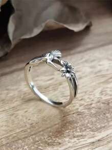 1 Piece Of Fashion Punk Vintage Flower And Bird Personalized Ring For Daily Wear