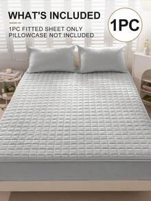 1 pieza Sábana ajustable impermeable, ropa de cama, sábana, funda de colchón, sábana suave y cómoda, sábana ajustable de unicolor a cuadros, estilo minimalista para decoración del hogar, sábana ajustable para cama individual, doble, king, queen, apta para todas las estaciones, lavable a máquina, decoración de otoño, decoración de habitación, vuelta al colegio, útiles escolares, negro