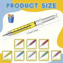 4 Stück neuartige Spritzen-Stifte - zufällige Farbe Klebstifte mit medizinischem Design, transparenter Schaft und Metalldetails, geeignet für Büro, Schule und Kunstprojekte. Diese Spritzen-Stifte haben ein verspieltes Design und sind als Schreibwerkzeuge langanhaltend.