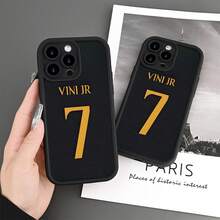 Vini Jr'S No, 7 Jersey Design Features Creative Personality Communication Protective Case, Showcase Your Unique Style, Compatible With  Models 16, 15, 14, 13, 12, 11, Mini, Pro Max, XS MAX, XR, X, 7 Plus, And SE2, Provides Comprehensive Lens Protection And A Sturdy Phone Case. 17 Case Scover De  17 Pro Max - Trộn màu - Xem 5