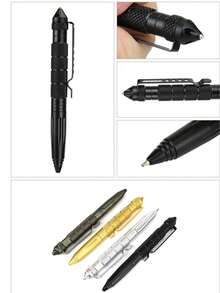 1 Penna tattica militare con 1 ricarica nera e vetro infrangibile, adatta per uomini, padri, mariti e le loro tattiche di sopravvivenza multifunzionali