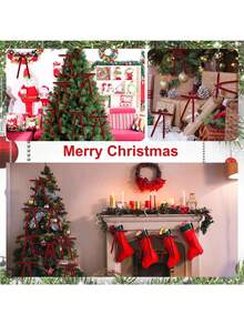 10/20 Peças Laços de Veludo Vintage para Decoração de Natal, 5 X 7 Polegadas, Artesanato de Guirlanda, Laços para Árvore de Natal, Fitas Pendentes para Artesanato e Presentes de Natal, Casamento, Aniversário, Feriados, Decoração Interna e Externa, Festa, Guirlanda - Multicolorido - Visão 10