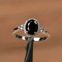Fashion Classic Black Oval Ring, Eternal Love Promise Ring, Elegant Women's And Men's Party Jewelry, Wedding And Birthday Gift - 6 - 查看 1