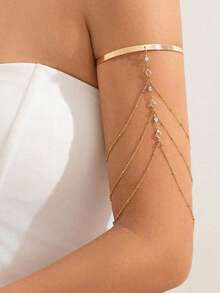 Boho Kristall Anhänger Manschette offene Armreifen für Frauen Hochzeit Braut Goth Quaste Kette Armband Party Schmuck Geschenk