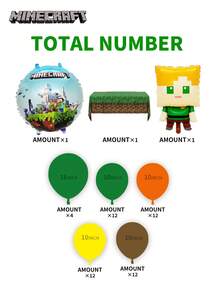 Microsoft 59-częściowy zestaw balonów Mincraft oficjalnie licencjonowany, animowany, akcesoria peryferyjne, dekoracja, artykuły na imprezę tematyczną, urodziny, Boże Narodzenie, najlepszy wybór dla rodziny, przyjaciół, prezenty