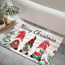 1pc Christmas Element Pattern Printed Silica Gel Kitchen Mat, Rectangular Carpet For Living Room, Bedroom, Hallway, Bathroom, Laundry Room - Polyester Rug, Suitable For Indoor And Outdoor Home Decor, Can Be Used As Christmas Gift And Christmas Decoration - Multicolor - View 9