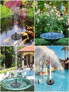 1 pieza Bomba de fuente de baño de pájaros con energía solar, fuente solar actualizada con 6 boquillas, kit de panel solar y bomba de agua, bomba de fuente solar flotante independiente para baño de pájaros, jardín, estanque, piscina