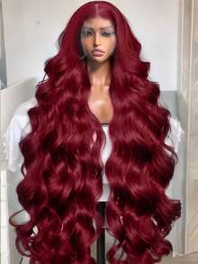 NARNI 30 32 34 Inch 99j Burgundy Lace Front Wigs Human Hair Glueless Human Hair Lace Wig13x6 HD Transparent Body Wave Lace Front Wigs Human Hair Pre Plucked 200% Density Red Colored Human Hair Wigs For Women - Màu Đỏ Sâu - Xem 1