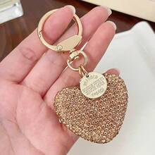 1pc Fashionable Heart-Shaped Keychain With Sparkling Rhinestones, Lovely Gift For Women, Girlfriend, Couples, Car Key Chain, Suitable For Birthday, Christmas, Easter, Valentine's Day, Mother's Day, Party Bag Charms Car Accessories Teacher Sister Gift Ideas