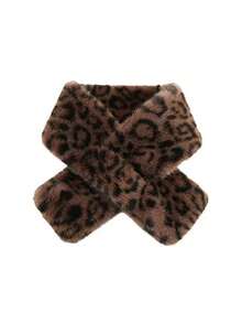 Conjunto De 2 Peças: Cachecol E Gorro De Lã Com Estampa De Leopardo Vintage, Protetor De Orelhas Grossa Para Mulheres, Gorro E Protetor De Cabeça De Inverno Com Camada Dupla.