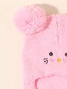 1 szt. 0-12 lat czapka dla małych dzieci z podwójnymi kulkami, kotek dla dziewczynek i chłopców, czapki zimowe dla dzieci, dzianinowa ciepła kominiarka