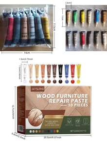 12-Color Wood Furniture Repair Kit, Furniture Beauty Care Materials, Fading Repair Kit, Add Color To Your Furniture - A Pack Of 12 Random Colors Of Paint Touch-up Cream - View 10