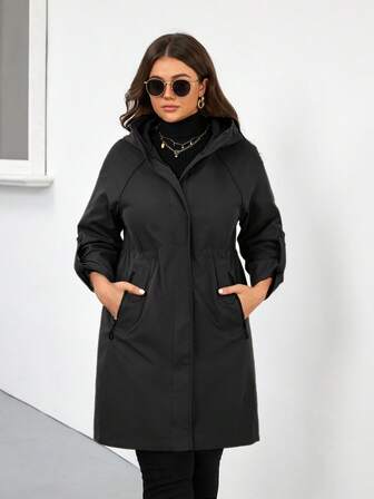 GASMAN Solid Color Oblique Pocket Zipper Front Hoodie Jacket